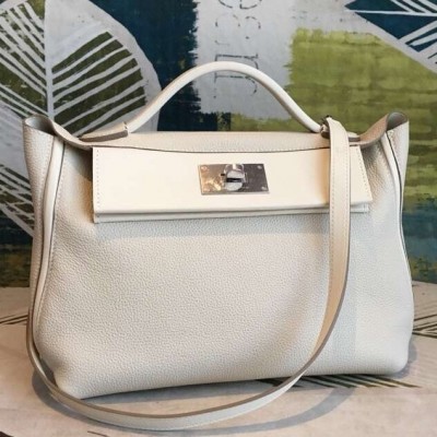 Hermes 24/24 29 Bag In White Clemence Calfskin