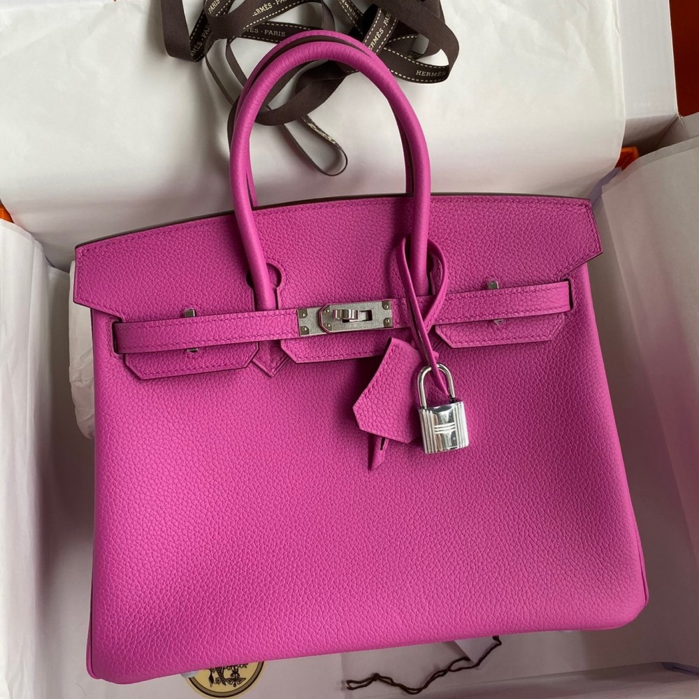 Hermes Birkin 25 Retourne Handmade Bag In Magnolia Clemence Leather