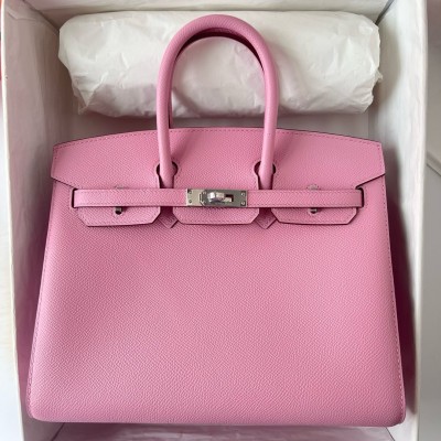 Hermes Birkin 25 Sellier Handmade Bag in Mauve Sylvestre Epsom Calfskin