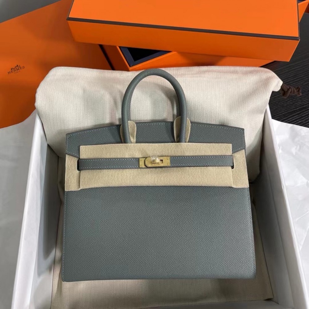 Hermes Birkin 25 Sellier Handmade Bag In Vert Amanda Epsom Calfskin