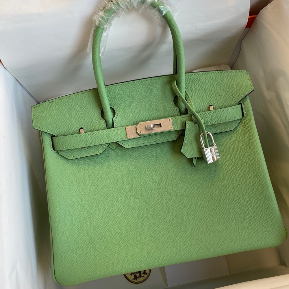 Hermes Birkin 30 Retourne Handmade Bag In Vert Cypres Epsom Calfskin