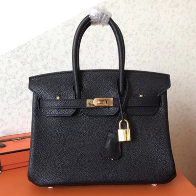 Hermes Black Birkin 25cm Clemence Handmade Bag