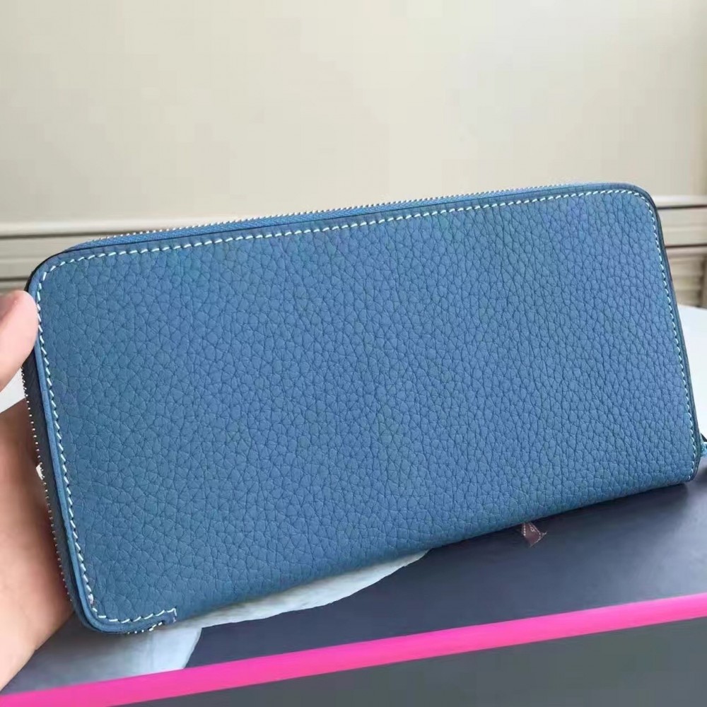 Hermes Blue Jean Azap Zipped Wallet