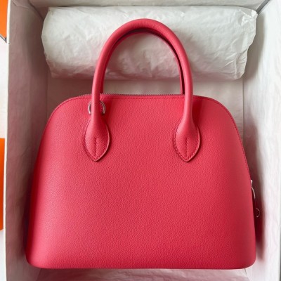 Hermes Bolide 1923 25 Handmade Bag In Rose Lipstick Evercolor Calfskin