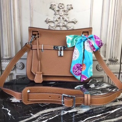 Hermes Brown Clemence Jypsiere 28cm Bag