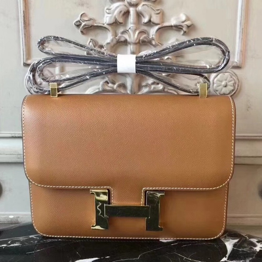 Hermes Brown Constance MM 24cm Epsom Leather Bag