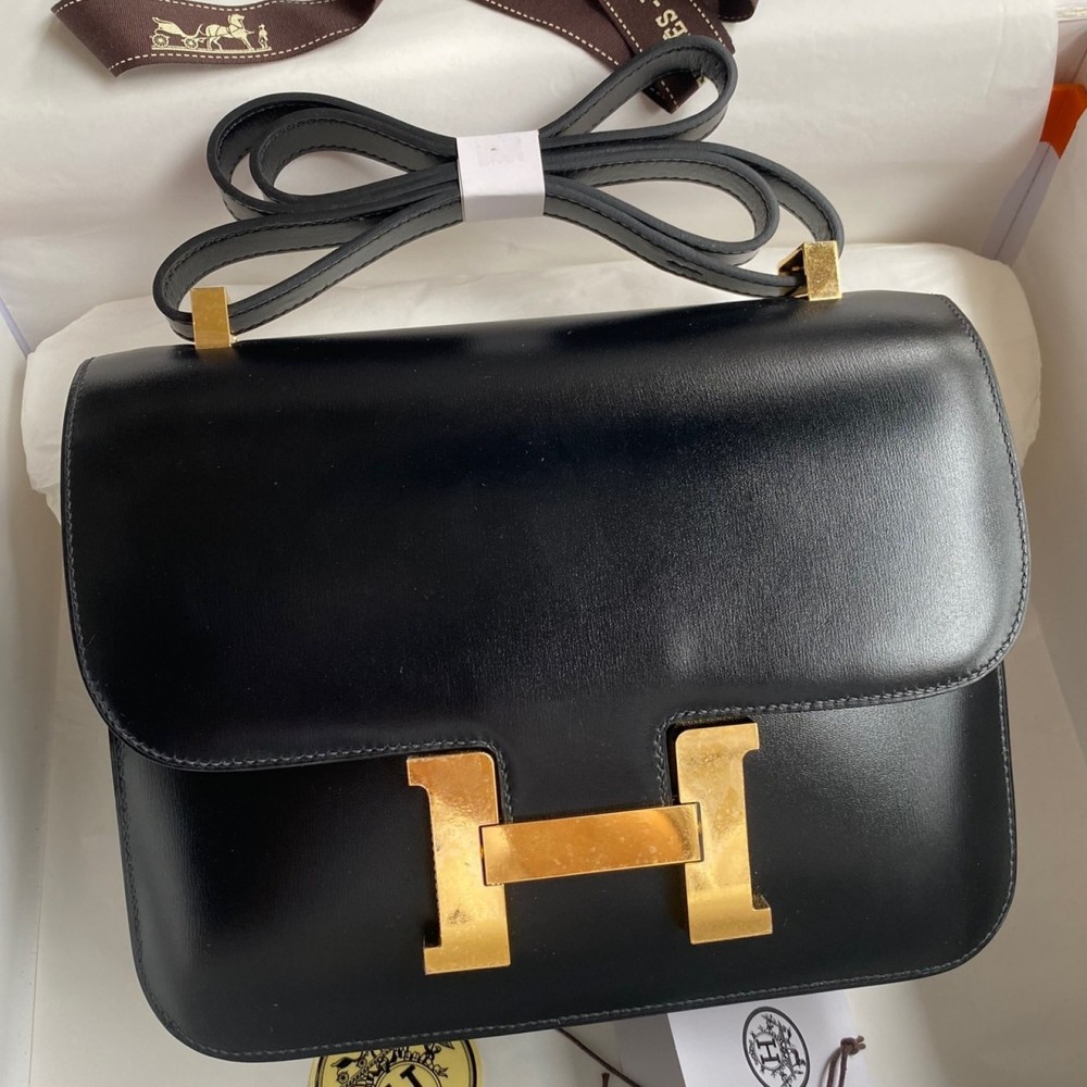 Hermes Constance 24 Handmade Bag In Black Box Calfskin