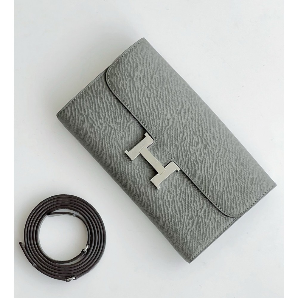 Hermes Constance To Go Wallet in Gris Meyer Epsom Calfskin