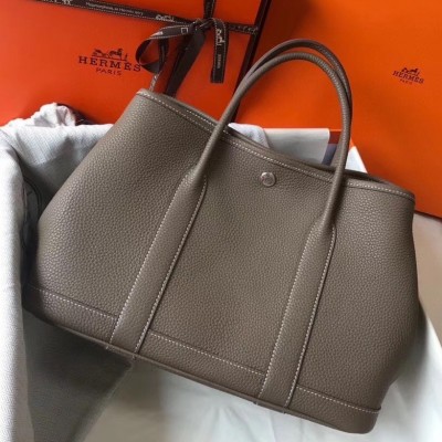 Hermes Garden Party 30 Bag In Taupe Clemence Leather