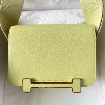 Hermes Geta Handmade Bag In Jaune Bourgeon Chevre Mysore Leather