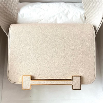 Hermes Geta Handmade Bag In Nata Chevre Mysore Leather