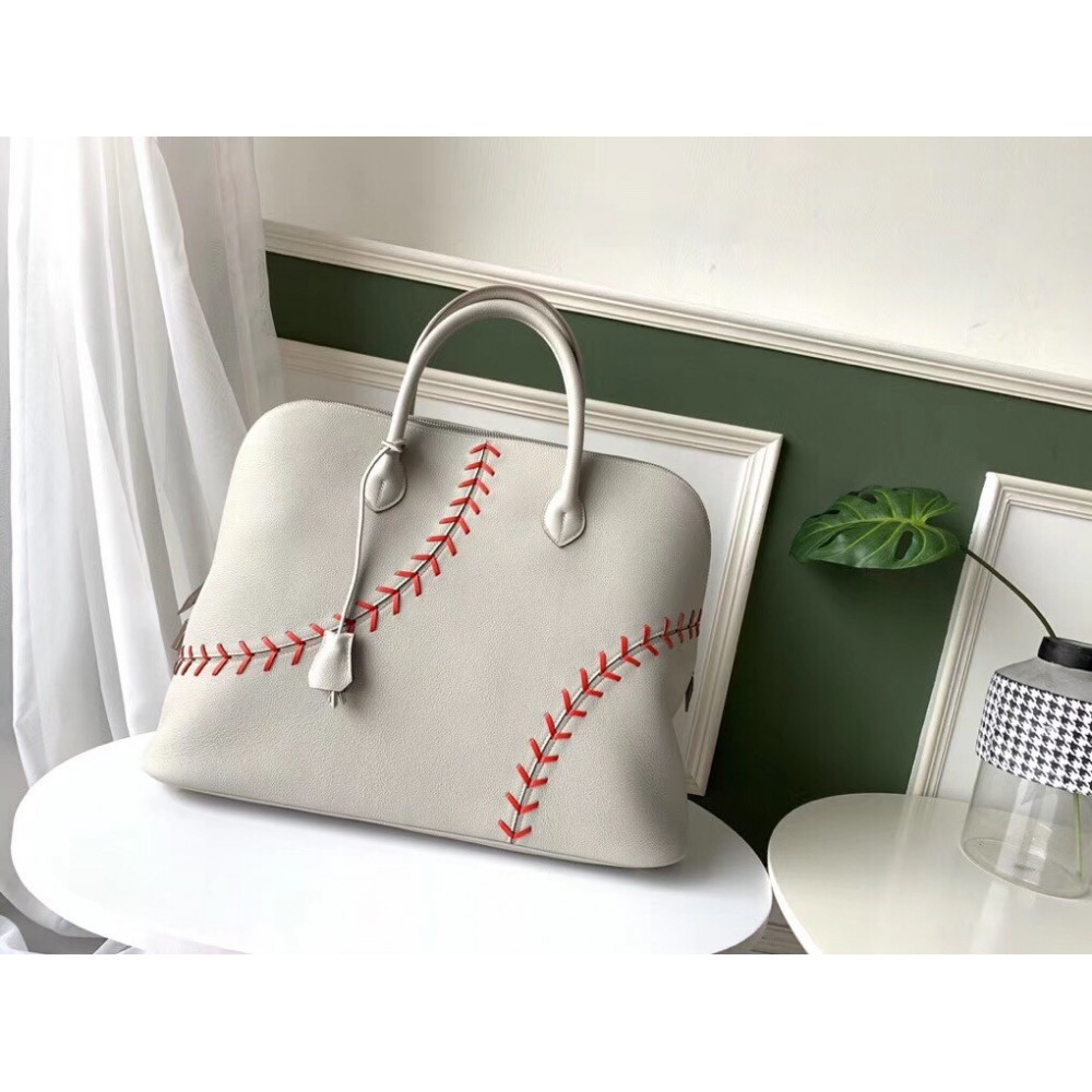 Hermes Gris Perle Bolide 1923 45 Baseball Bag