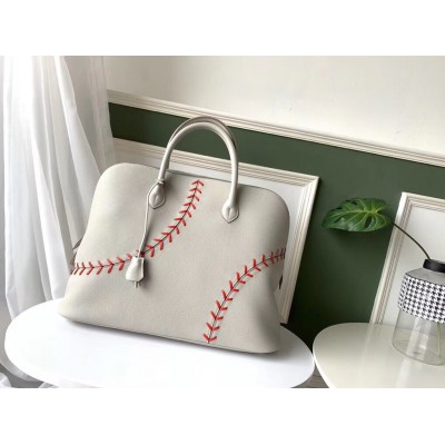 Hermes Gris Perle Bolide 1923 45 Baseball Bag