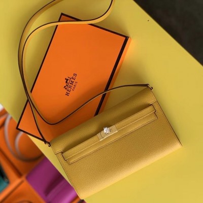 Hermes Kelly Classique To Go Wallet In Yellow Epsom Calfskin