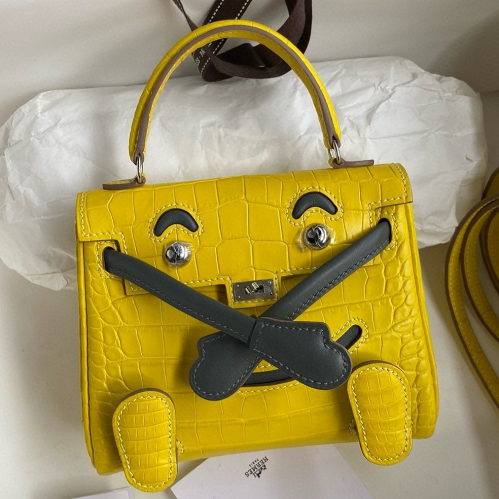 Hermes Kelly Doll Bag in Jaune Ambre Matte Alligator Leather