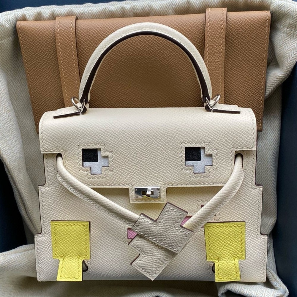 Hermes Kelly Doll Picto Bag in Nata Epsom Calfskin