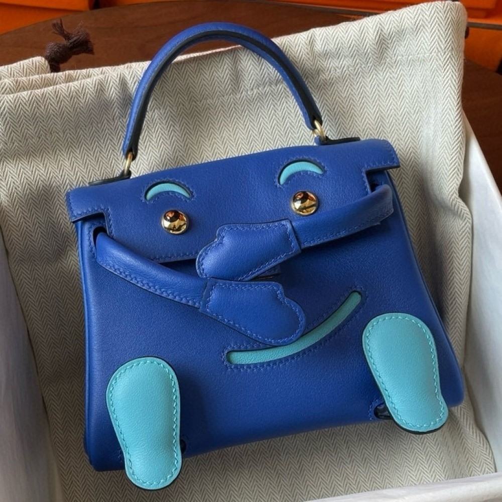 Hermes Kelly Doll Quelle Idole Bag in Blue Swift Calfskin