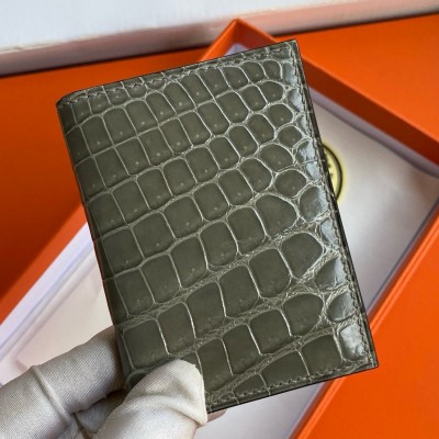 Hermes MC2 Euclide Card Holder in Tourterelle Shiny Alligator Leather