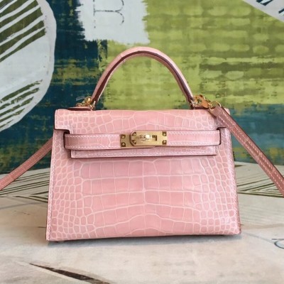 Hermes Nude Alligator Kelly Mini II Handmade Bag