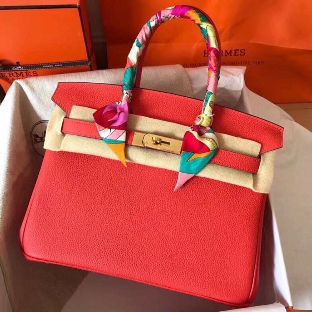 Hermes Rose Extreme Birkin 30cm Clemence Handmade Bag