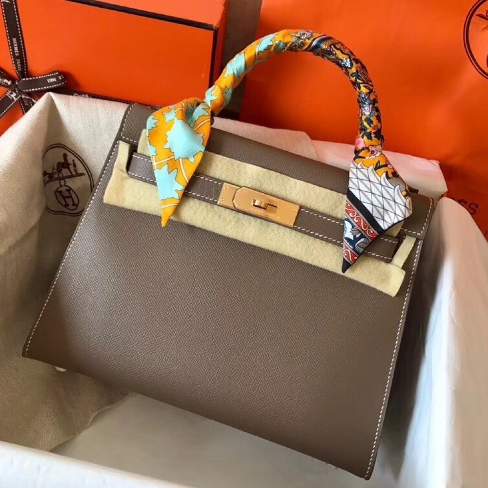 Hermes Taupe Epsom Kelly 28cm Handmade Bag